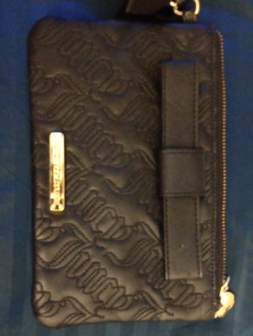 Black Quilted Juicy Couture Phone Wristlet Wallet with Gold Accent